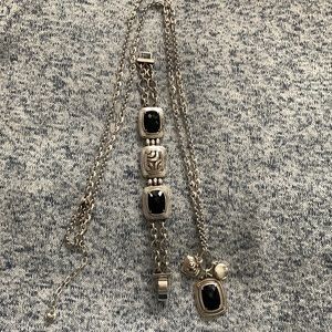 Brighton silver and black long necklace & bracelet new cond